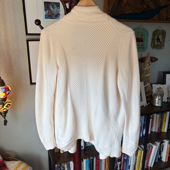 Brooks Brothers Cream Wool Shawl Cardigan Sweater Open Front - Large - Picture 4 of 8